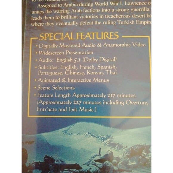 Lawrence of Arabia DVD 1962 Academy Award Digitally Remastered Special Features - Picture 5 of 6